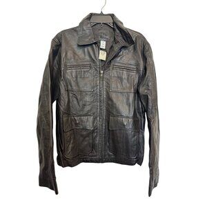 vintage Y2K Gap Mens Lamb Brown Leather Jacket M